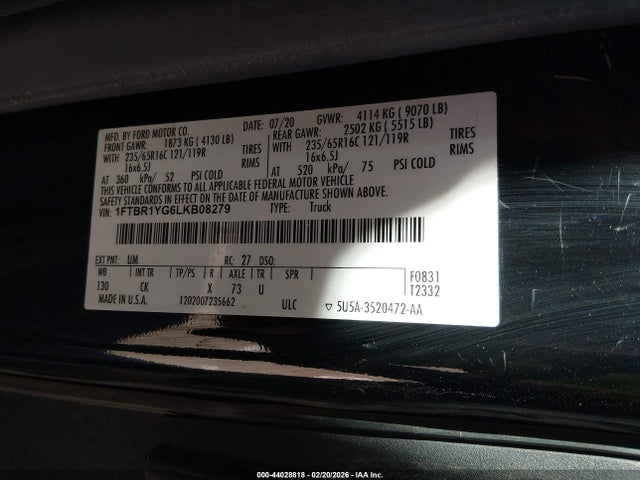 1FTBR1YG6LKB08279 Ford Transit-250