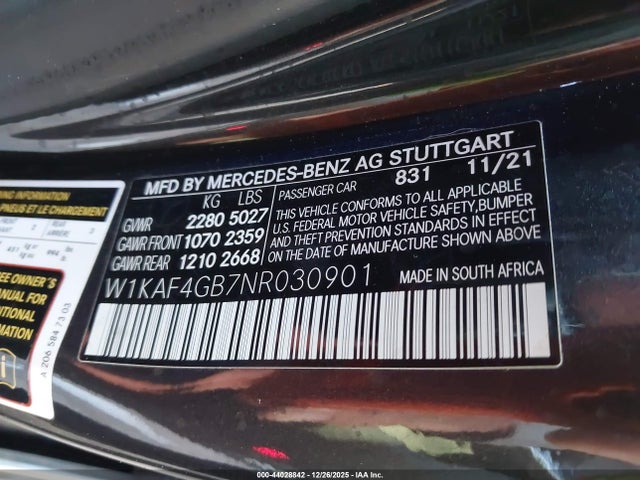 W1KAF4GB7NR030901 Mercedes-Benz C 300 Sedan