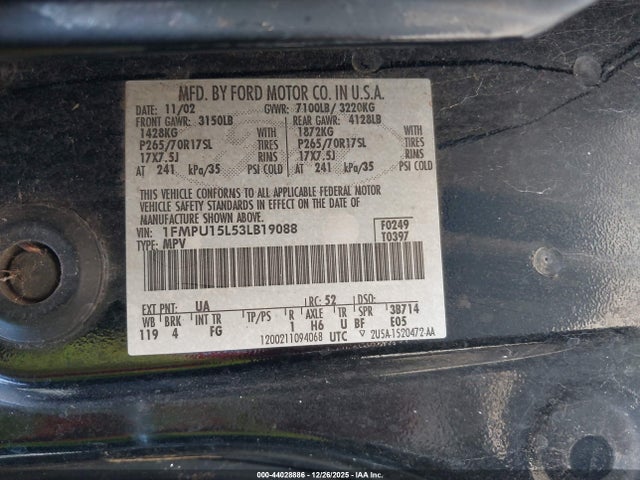 2003 FORD EXPEDITION 1FMPU15L53LB19088 Photo 8