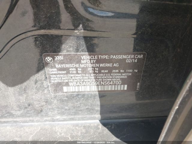 2014 BMW 335I WBA3A9G59ENS64700 Photo 8