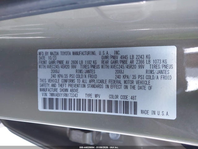 Aukcja sprzedaży 2024 Mazda Cx-50 2.5 Turbo, vin: 7MMVABXY1RN173343, numer aukcji: 44028894