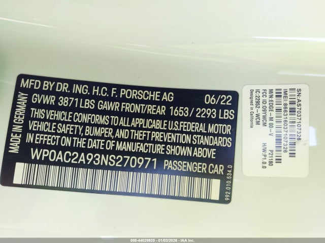 2022 PORSCHE 911 WP0AC2A93NS270971 Photo 8