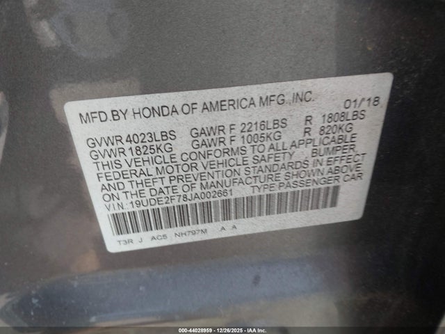 44028959 :رقم المزاد ، 19UDE2F78JA002661 vin ، 2018 Acura Ilx Premium Package/technology Plus Package مزاد بيع