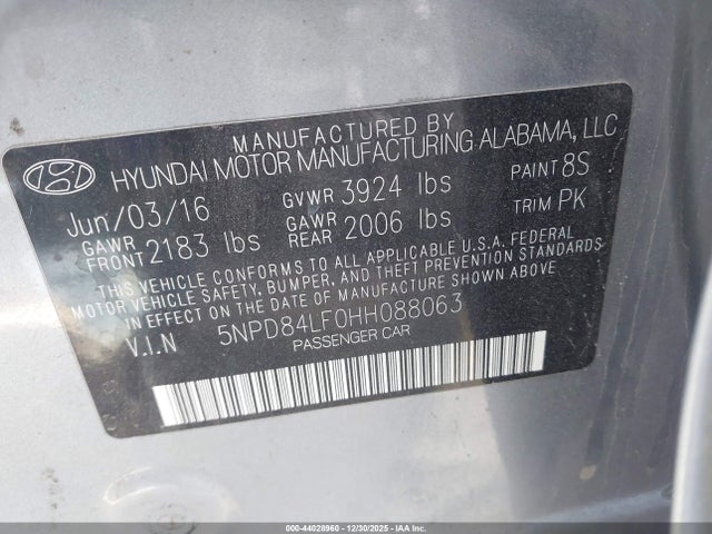 5NPD84LF0HH088063 Hyundai ELANTRA SE