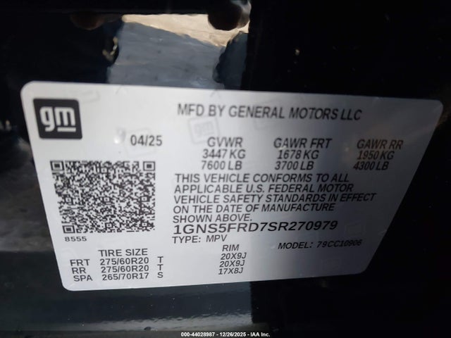 Chevrolet Suburban 2wd Premier 2025 1GNS5FRD7SR270979 Image 9
