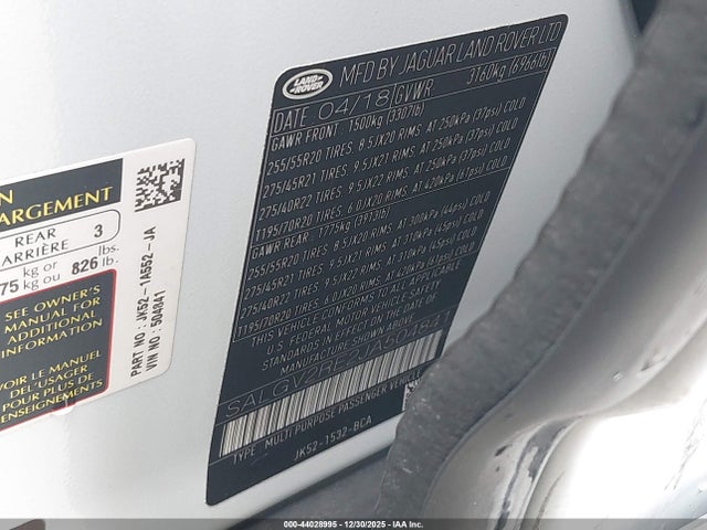 SALGV2RE2JA504841 Land Rover Range Rover 5.0l V8 Supercharged Autobiography