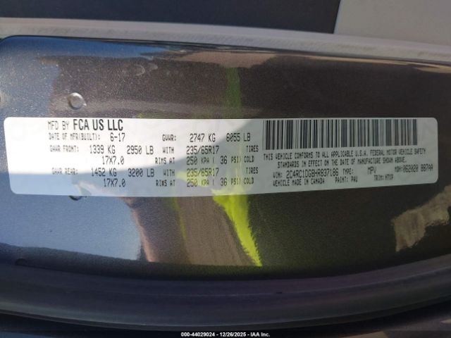 2017 CHRYSLER PACIFICA 2C4RC1DG8HR837186 Photo 8