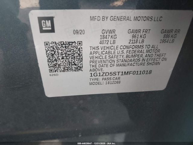 2021 CHEVROLET MALIBU 1G1ZD5ST1MF011018 Photo 8