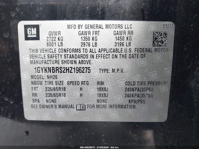 2017 CADILLAC XT5 1GYKNBRS2HZ196275 Photo 8