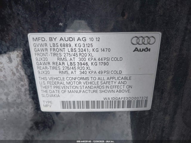 2013 AUDI Q7 WA1DGAFE3DD007376 Photo 8