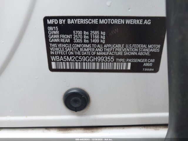 2016 BMW 535I GRAN TURISMO WBA5M2C59GGH99355 Photo 8