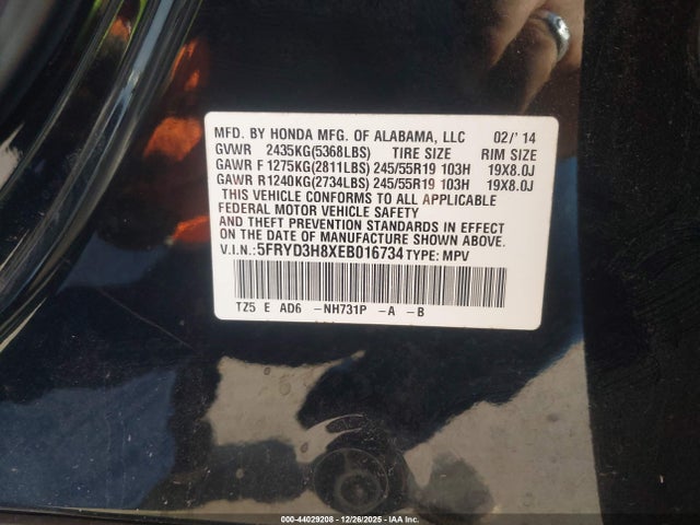 Aukcja sprzedaży 2014 Acura Mdx Advance Pkg W/entertainment Pkg, vin: 5FRYD3H8XEB016734, numer aukcji: 44029208