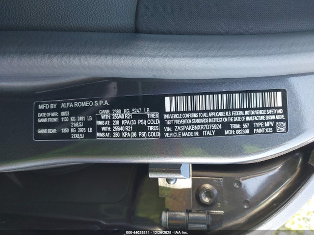 2024 ALFA ROMEO STELVIO ZASPAKBNXR7D75924 Photo 8