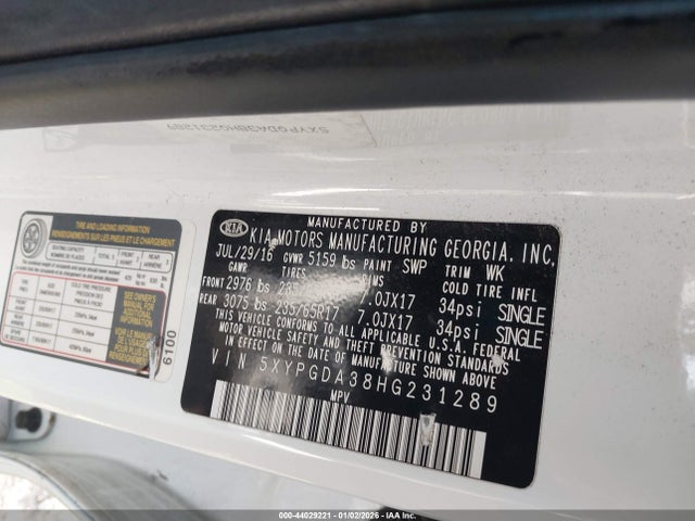 2017 KIA SORENTO 5XYPGDA38HG231289 Photo 8