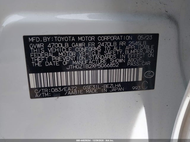 Продаж на аукціоні авто 2023 Lexus Is 350 F Sport, vin: JTHGZ1B2XP5066852, номер лоту: 44029254