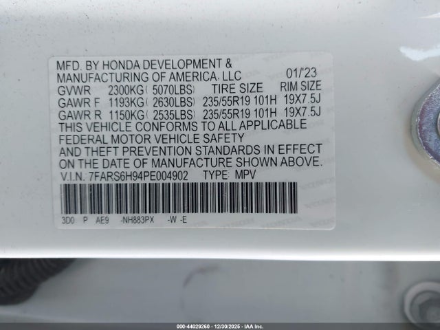 Aukcja sprzedaży 2023 Honda Cr-v Hybrid Sport Touring, vin: 7FARS6H94PE004902, numer aukcji: 44029260