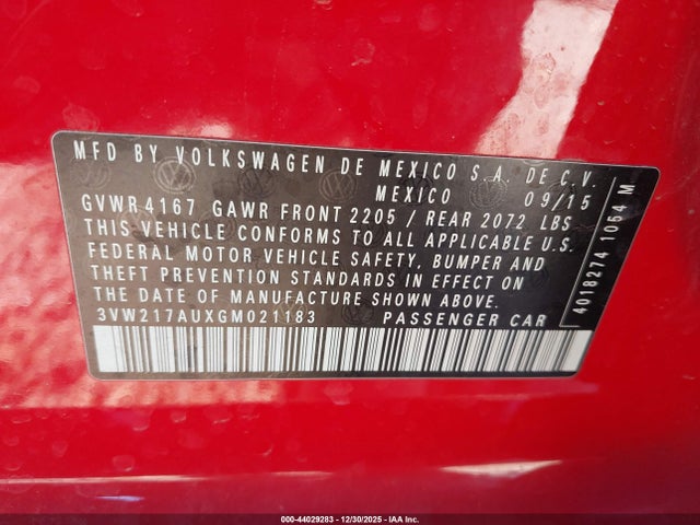 3VW217AUXGM021183 Volkswagen Golf Tsi Se 4-door