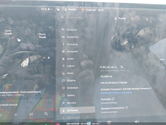 44029299 :رقم المزاد ، 5YJ3E1EAXLF710048 vin ، 2020 Tesla Model 3 Standard Range Plus Rear-wheel Drive/standard Range Rear-wheel Drive مزاد بيع