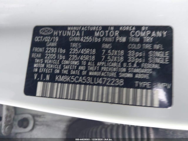 Aukcja sprzedaży 2020 Hyundai Kona Ultimate, vin: KM8K5CA53LU472238, numer aukcji: 44029303