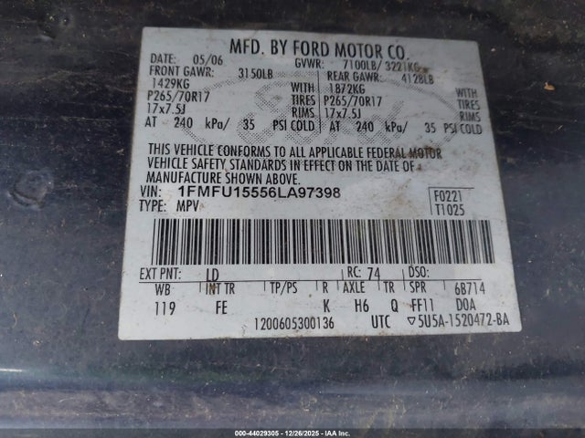 2006 FORD EXPEDITION 1FMFU15556LA97398 Photo 8