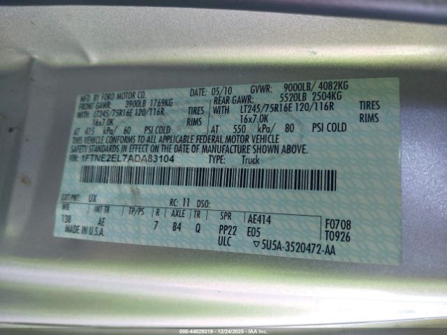 2010 FORD E-250 1FTNE2EL7ADA83104 Photo 8