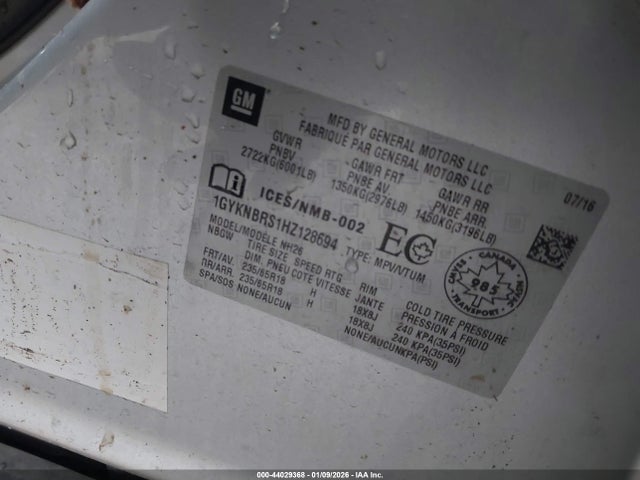 2017 CADILLAC XT5 1GYKNBRS1HZ128694 Photo 8