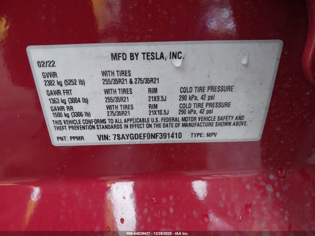 2022 TESLA MODEL Y 7SAYGDEF0NF391410 Photo 8