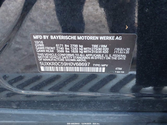BMW X5 Xdrive35i 2017 5UXKR0C59H0V68697 Image 9