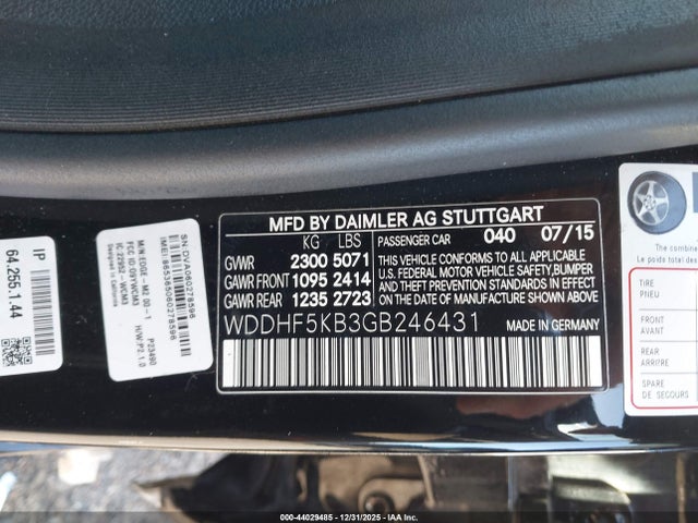 Aukcja sprzedaży 2016 Mercedes-benz E 350, vin: WDDHF5KB3GB246431, numer aukcji: 44029485