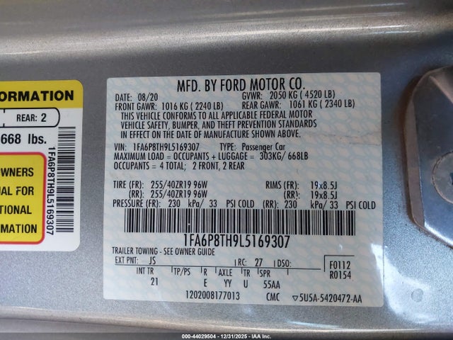 2020 FORD MUSTANG 1FA6P8TH9L5169307 Photo 8