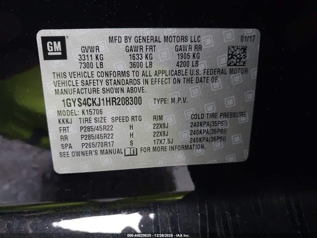 2017 CADILLAC ESCALADE 1GYS4CKJ1HR208300 Photo 8