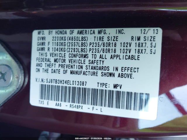 5J8TB3H34EL013087 Acura RDX
