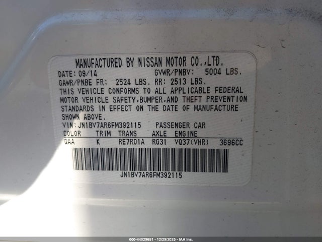 JN1BV7AR6FM392115 Infiniti Q50 Premium