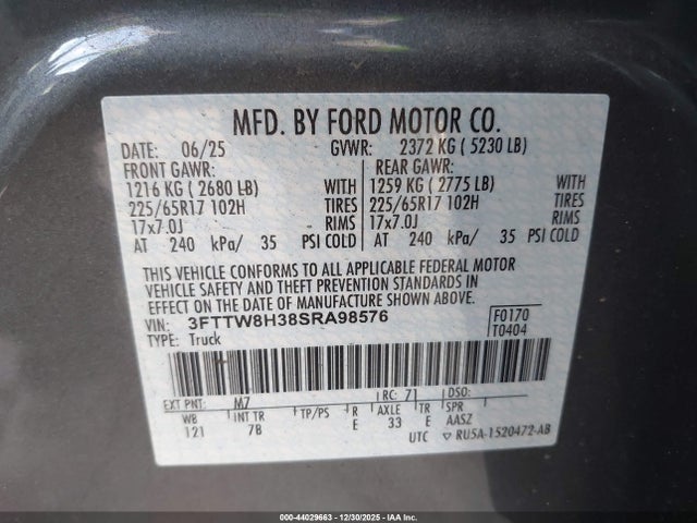 3FTTW8H38SRA98576 Ford Maverick Xlt