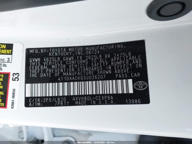 Aukcja sprzedaży 2025 Toyota Camry Xse, vin: 4T1DAACK6SU026207, numer aukcji: 44029694