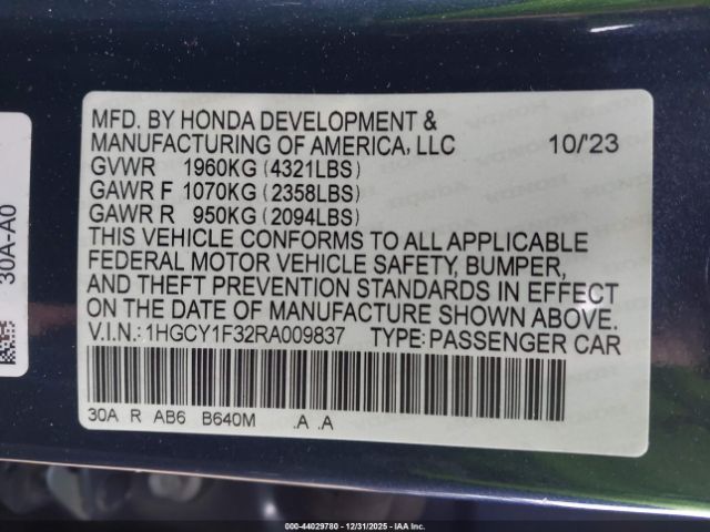 2024 HONDA ACCORD 1HGCY1F32RA009837 Photo 8