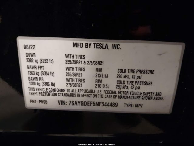 2022 TESLA MODEL Y 7SAYGDEF5NF544489 Photo 8