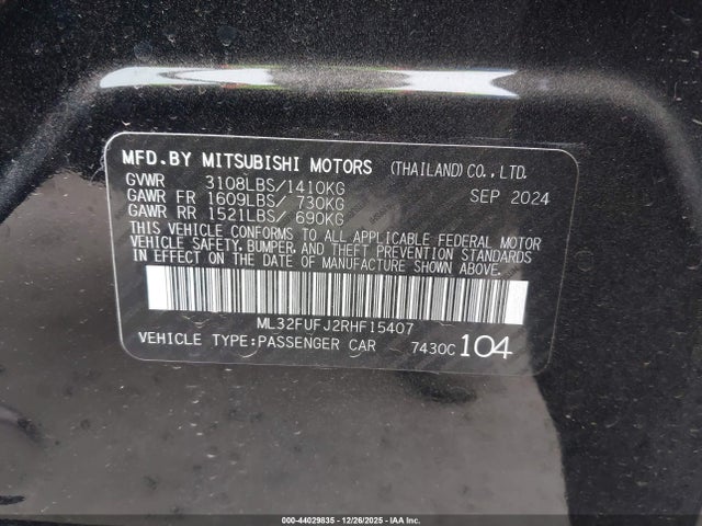 2024 MITSUBISHI MIRAGE G4 ML32FUFJ2RHF15407 Photo 8