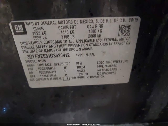 2016 CADILLAC SRX 3GYFNEE31GS520412 Photo 8