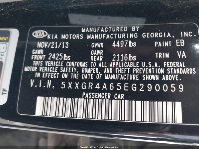 5XXGR4A65EG290059 KIA Optima Sxl Turbo