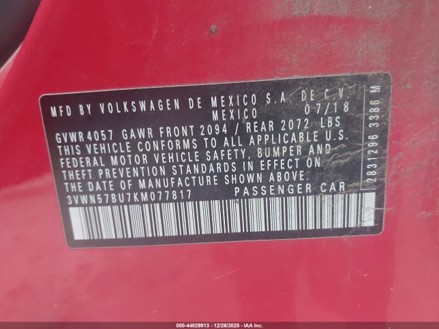 2019 VOLKSWAGEN JETTA 3VWN57BU7KM077817 Photo 8