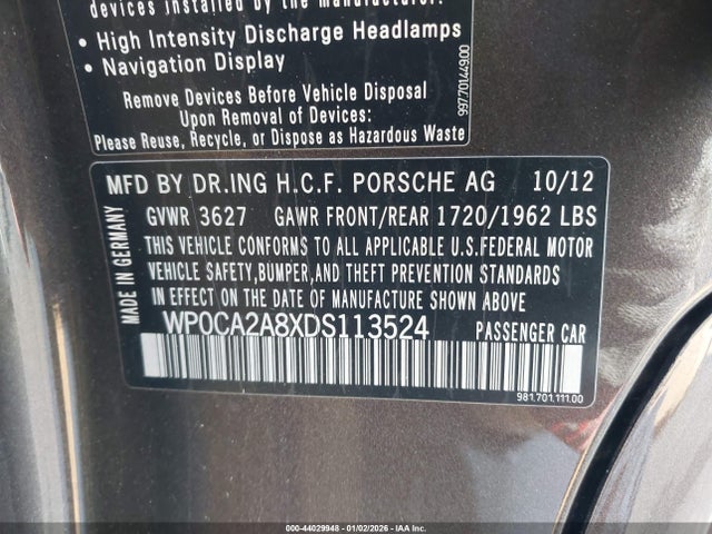 2013 PORSCHE BOXSTER WP0CA2A8XDS113524 Photo 8