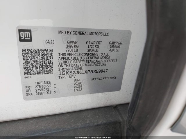 1GKS2JKLXPR359947 GMC Yukon Xl 4wd Denali