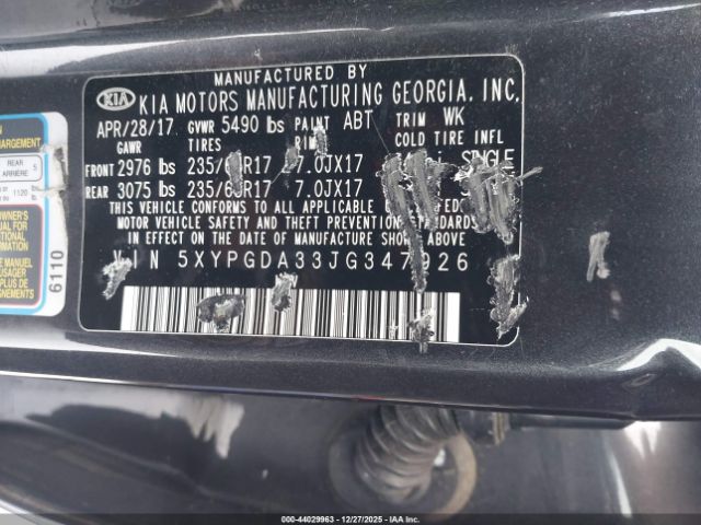 2018 KIA SORENTO 5XYPGDA33JG347926 Photo 8