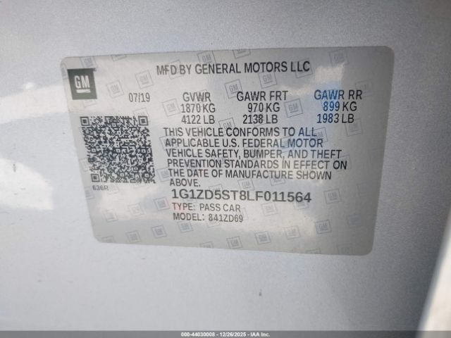 2020 CHEVROLET MALIBU 1G1ZD5ST8LF011564 Photo 8