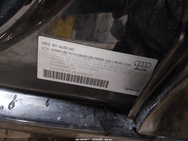 2011 AUDI A4 WAUWFAFL2BA089225 Photo 8
