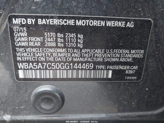 Продаж на аукціоні авто 2016 Bmw 528i Xdrive, vin: WBA5A7C50GG144469, номер лоту: 44030037