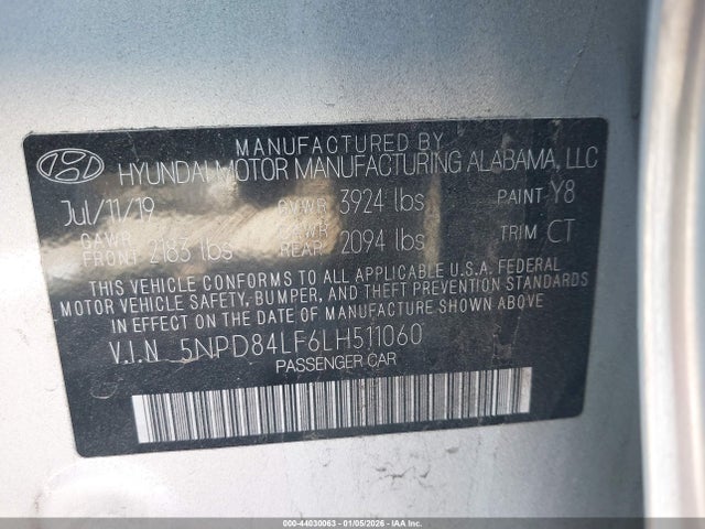 5NPD84LF6LH511060 Hyundai Elantra Value Edition
