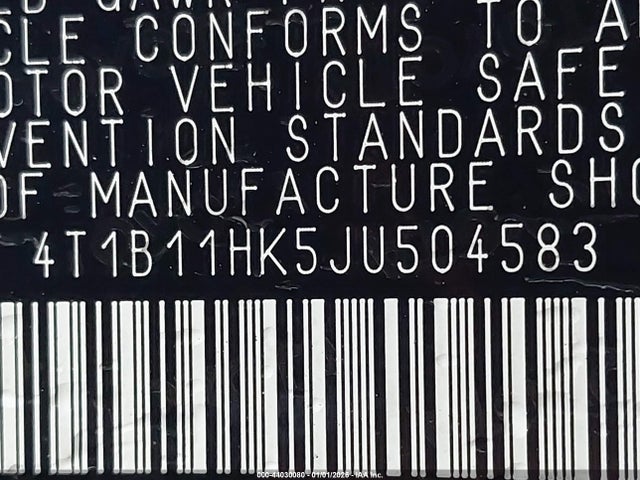 4T1B11HK5JU504583 Toyota CAMRY SE