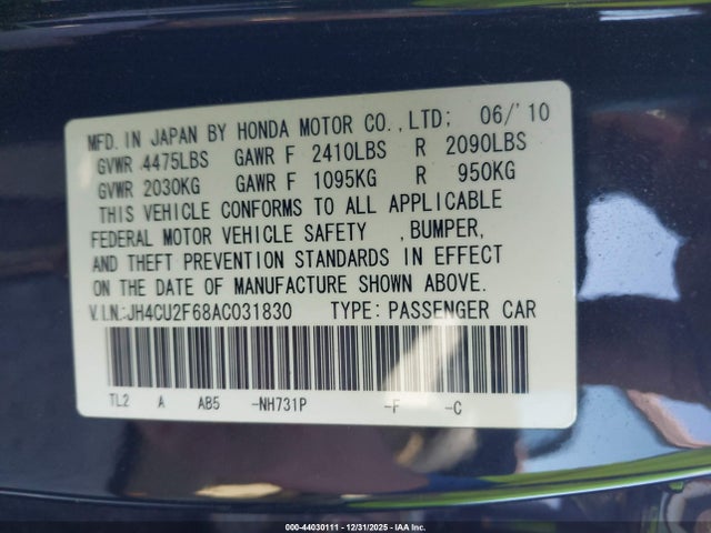 2010 ACURA TSX JH4CU2F68AC031830 Photo 8
